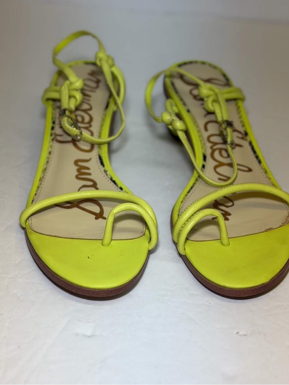 Sam Edelman Isle block heel lime yellow Strappy Toe-Ring Sandals Size 9
